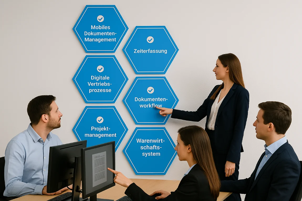 Frau erklärt Workflow